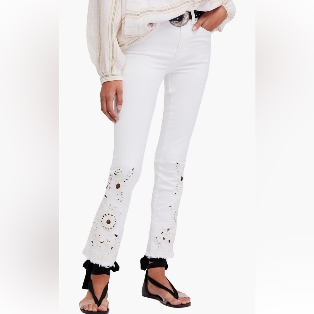 Free People Cutwork Cigarette Jeans
